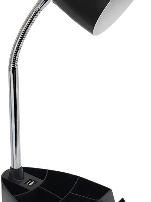 Desk Lamp with Ipad Tablet Stand Book Holder and USB Port, 6.5" x 7" x 18.5", Black