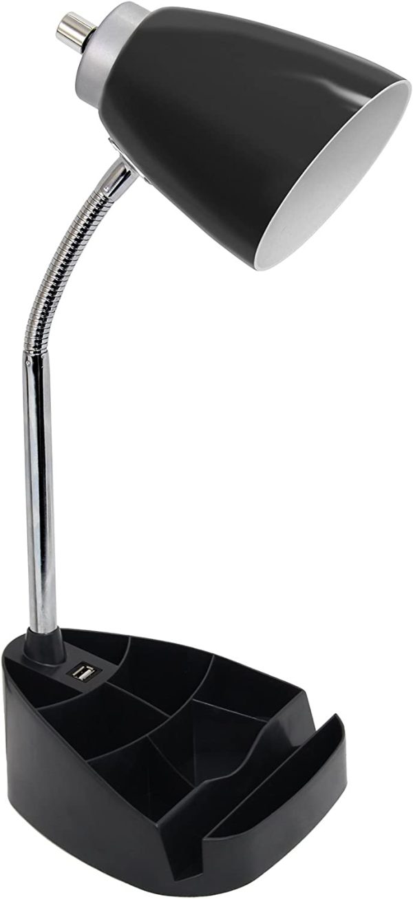 Desk Lamp with Ipad Tablet Stand Book Holder and USB Port, 6.5" x 7" x 18.5", Black