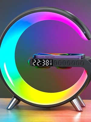 Wireless Charger Atmosphere Lamp, Bluetooth Speaker Wireless Charger with Desk Lamp