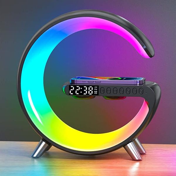 Wireless Charger Atmosphere Lamp, Bluetooth Speaker Wireless Charger with Desk Lamp