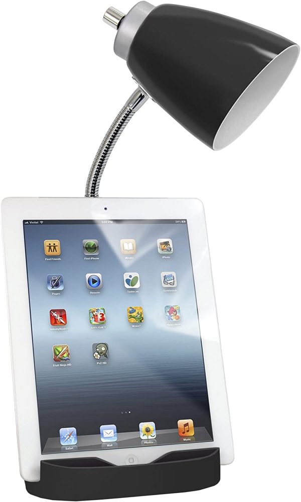 Desk Lamp with Ipad Tablet Stand Book Holder and USB Port, 6.5" x 7" x 18.5", Black - Image 2