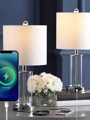 USB Charging LED Table Lamp Bedside Desk Nightstand Lamp for Bedroom Living Room Office College