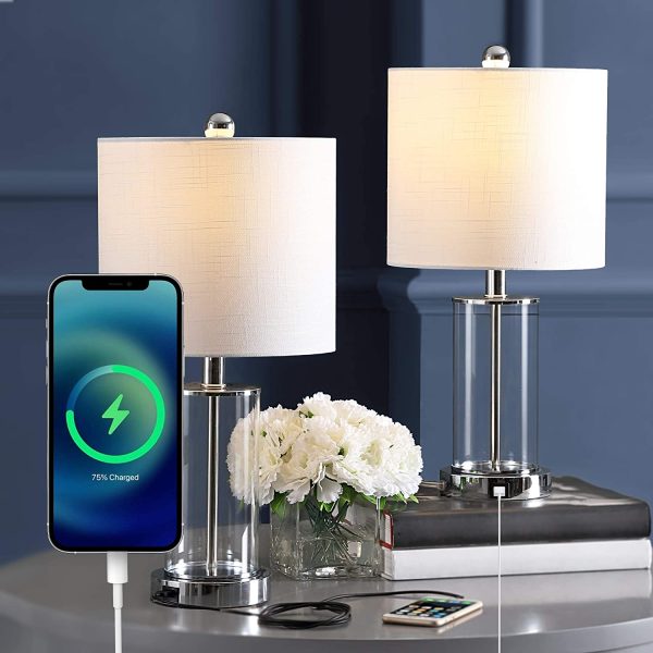 USB Charging LED Table Lamp Bedside Desk Nightstand Lamp for Bedroom Living Room Office College