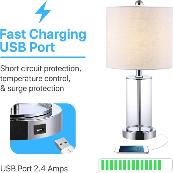 USB Charging LED Table Lamp Bedside Desk Nightstand Lamp for Bedroom Living Room Office College - Image 2